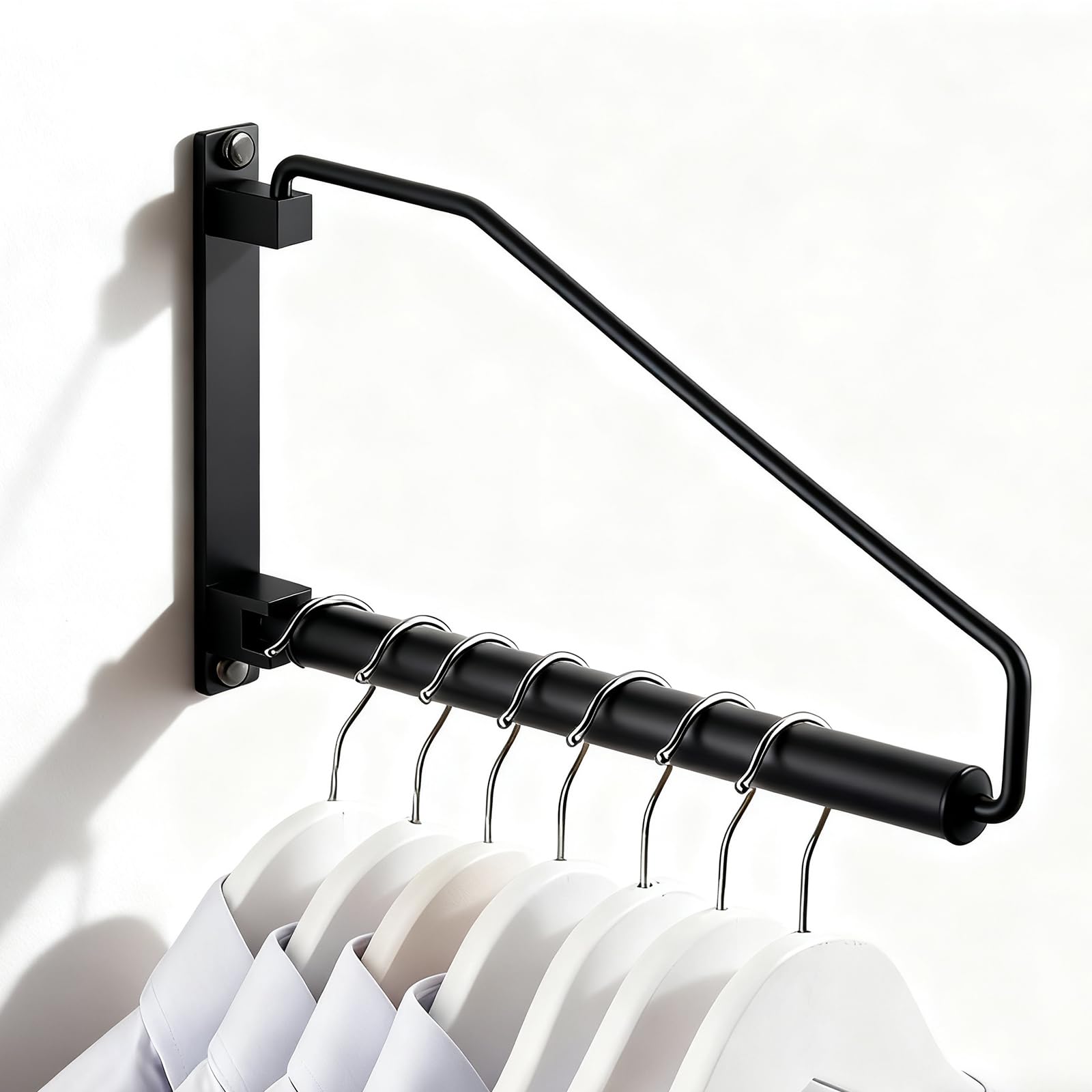 Amazon.com: NEWRAIN Folding Clothes Hanger Rack, Wall Mounted